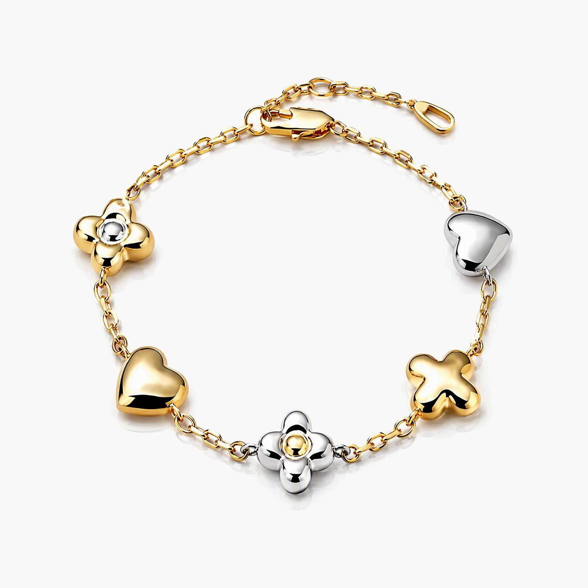 Cute Heart and Flower Charm Bracelet