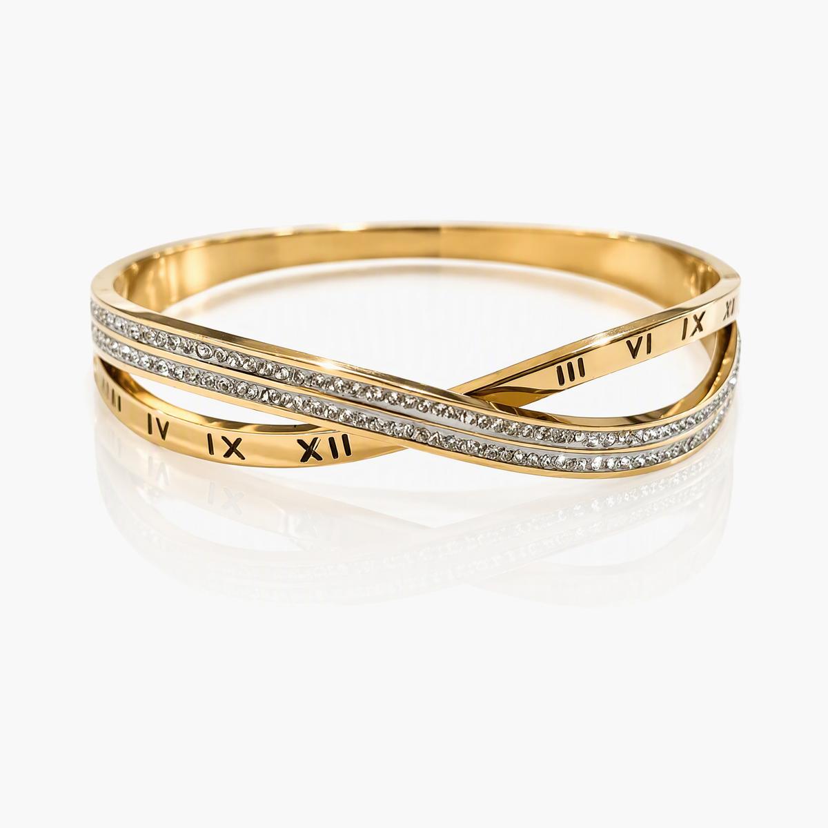 Elegant Interlocking Roman Numeral Bangle