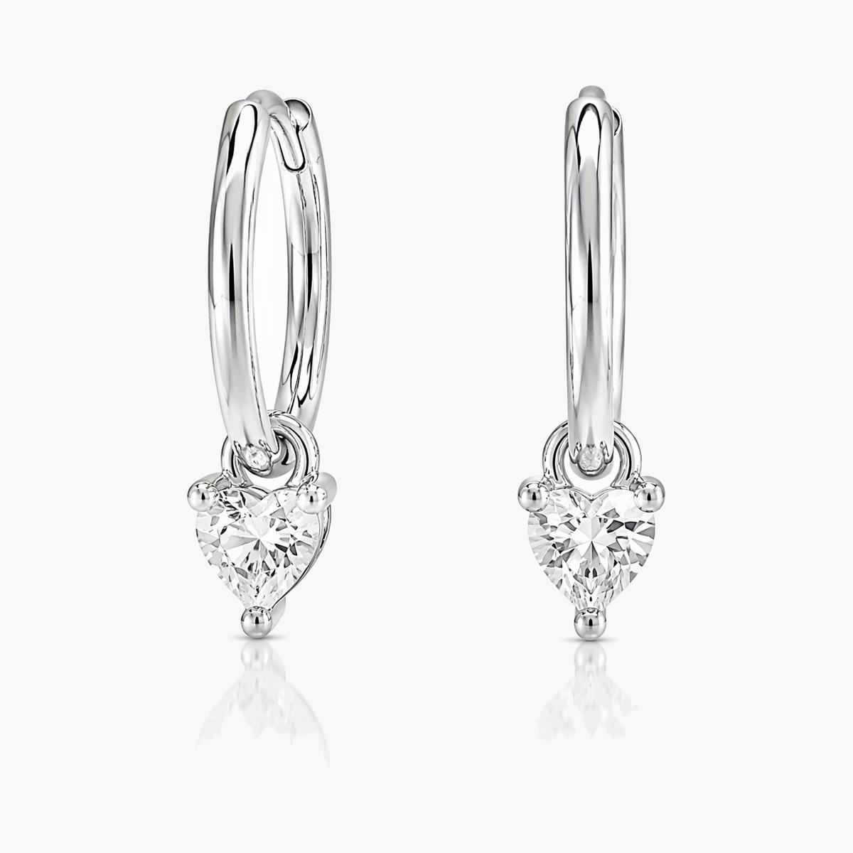 Dainty Heart Charm Hoop Earrings