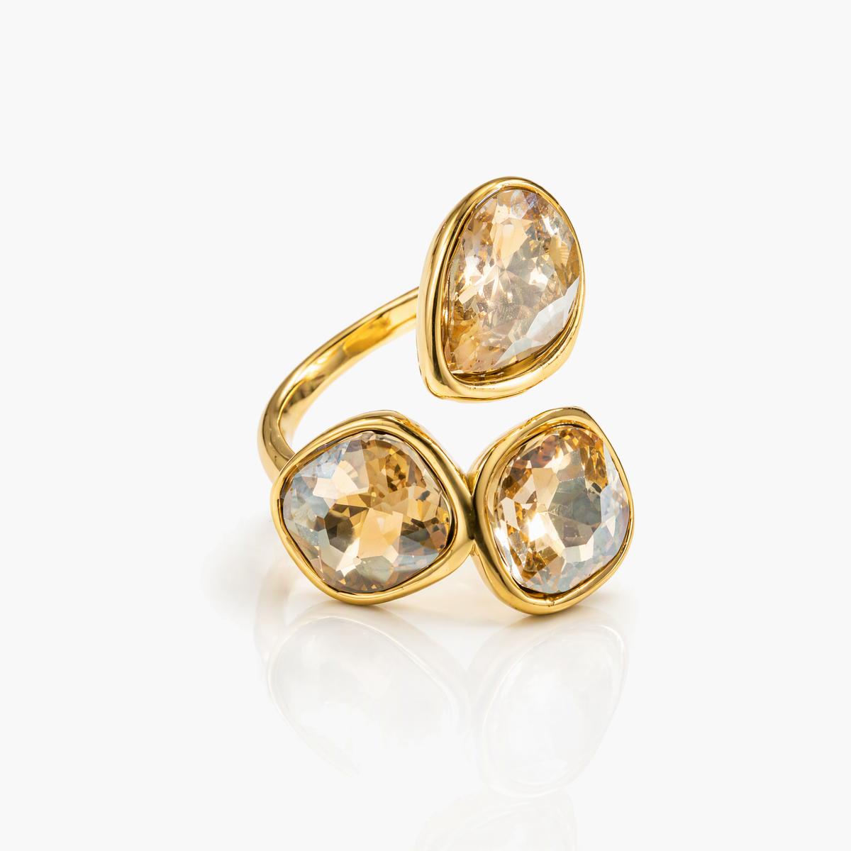 Trendy Three-Stone Cluster Ring