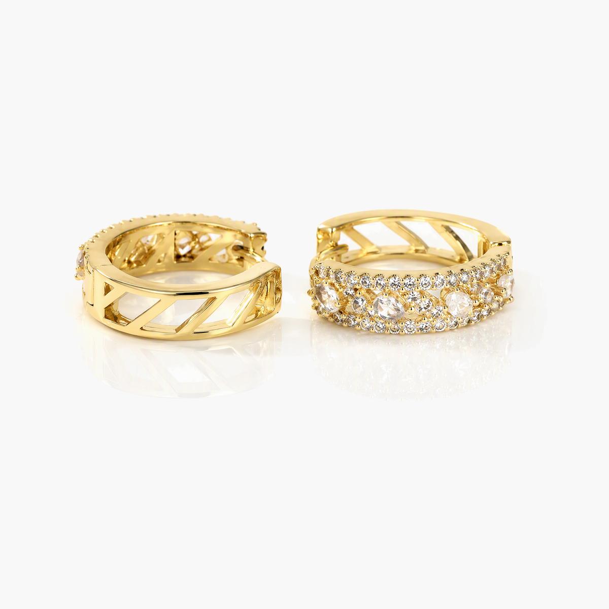 Trendy Paved Stone Hoop Earrings
