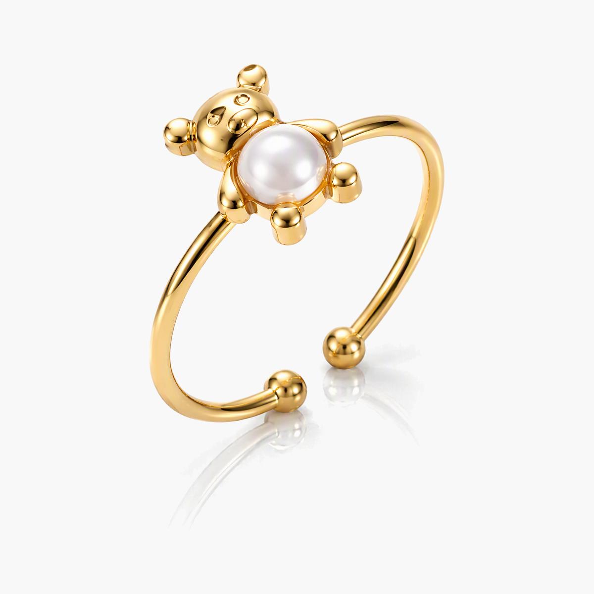 Cute Bear Pearl Ring