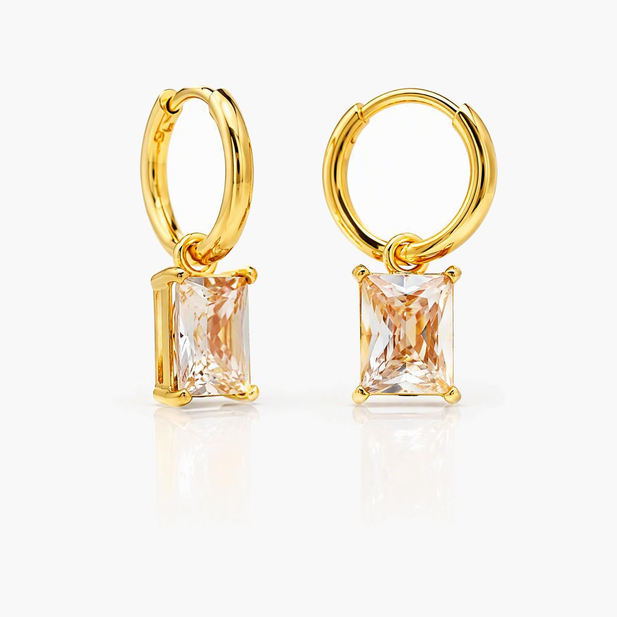 Square Stone Drop Earrings