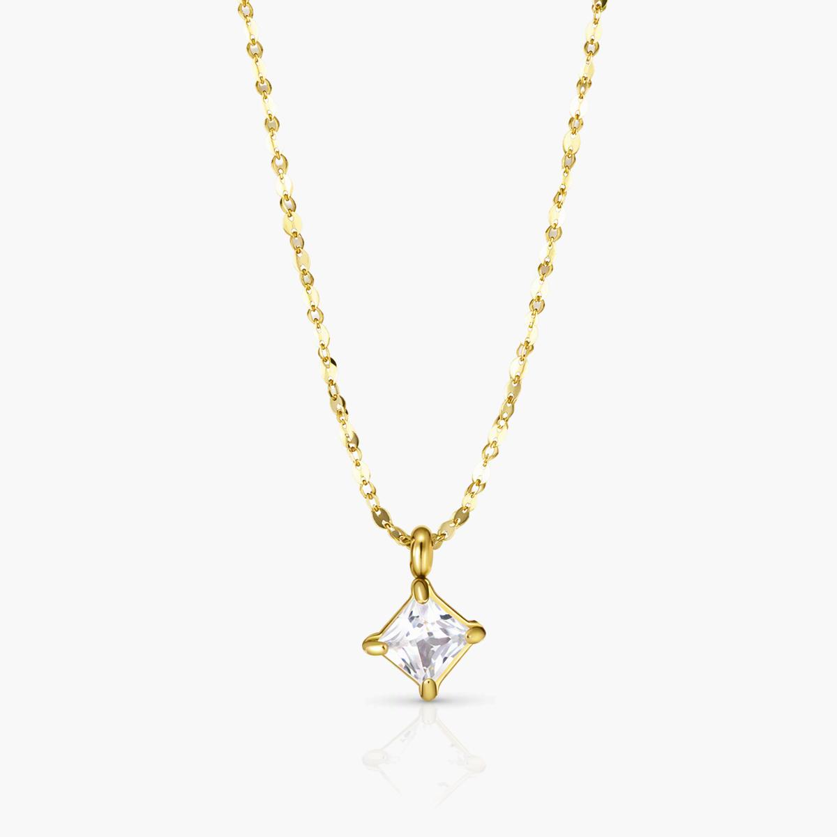 Dainty Square Stone Pendant Necklace