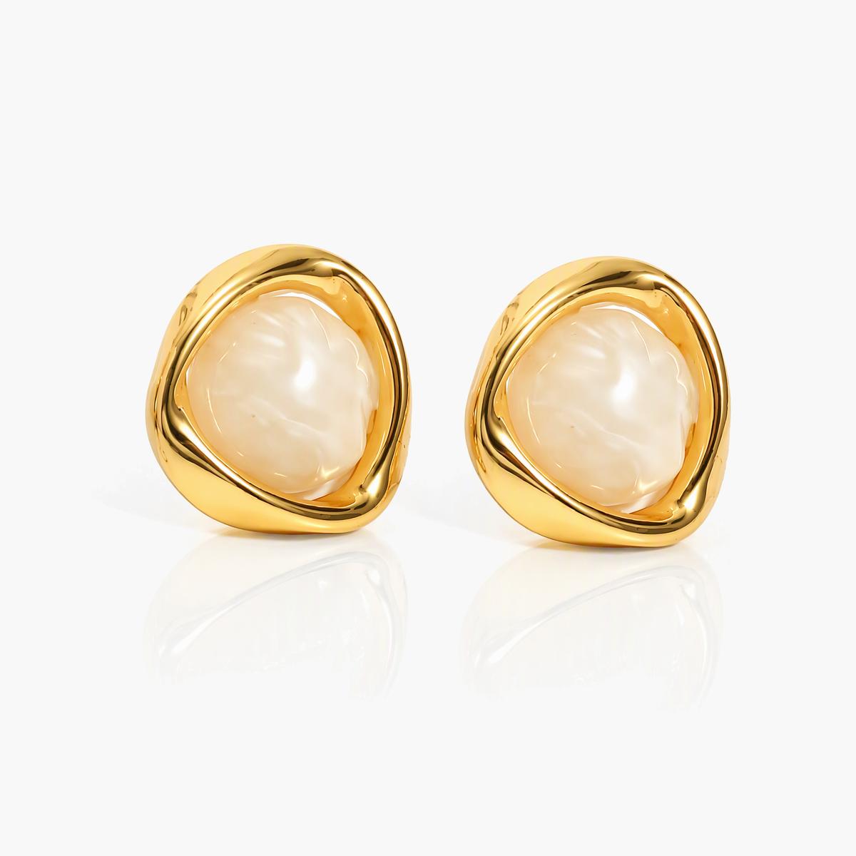 Irregular Stone Stud Earrings