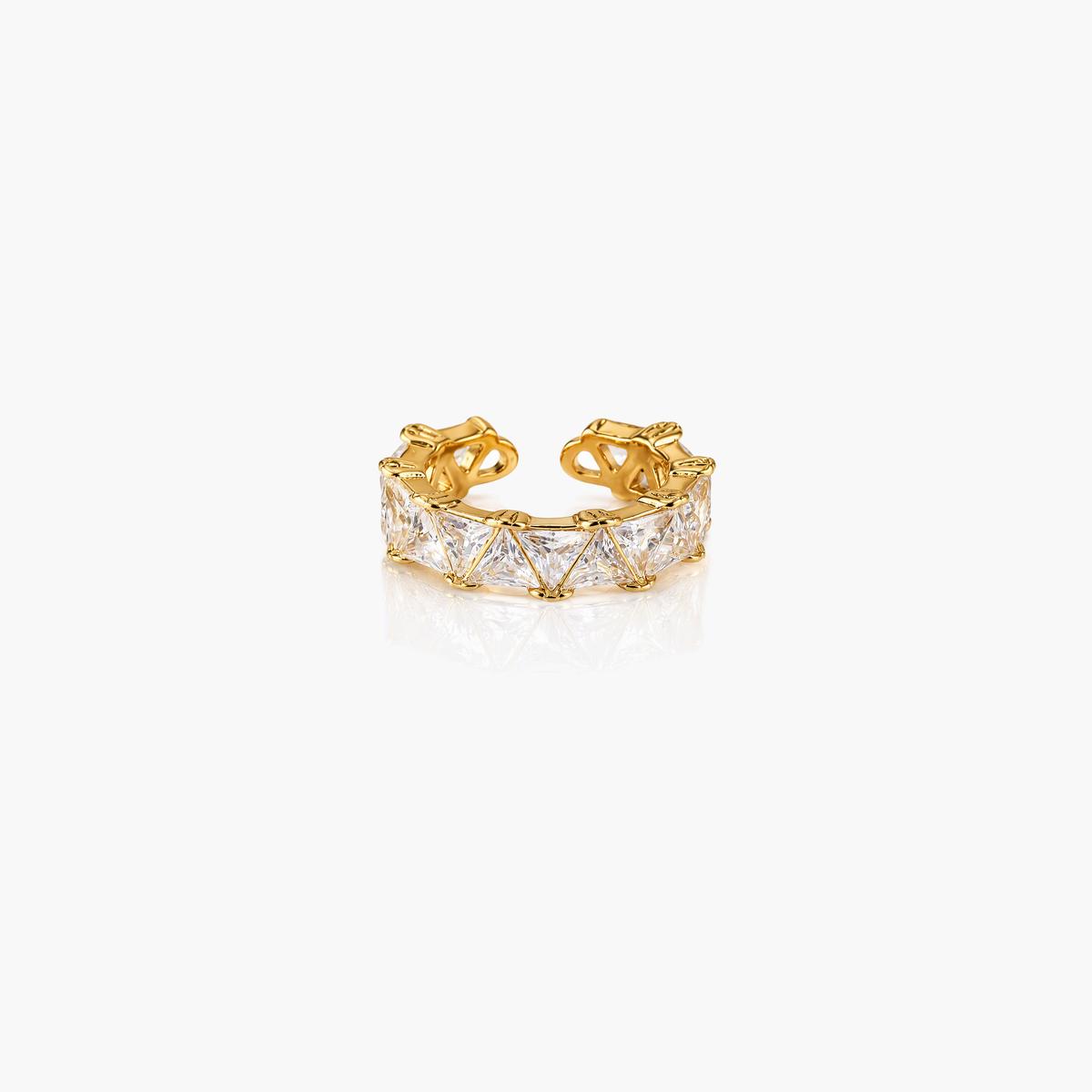 Geometric Stone Open Cuff Ring