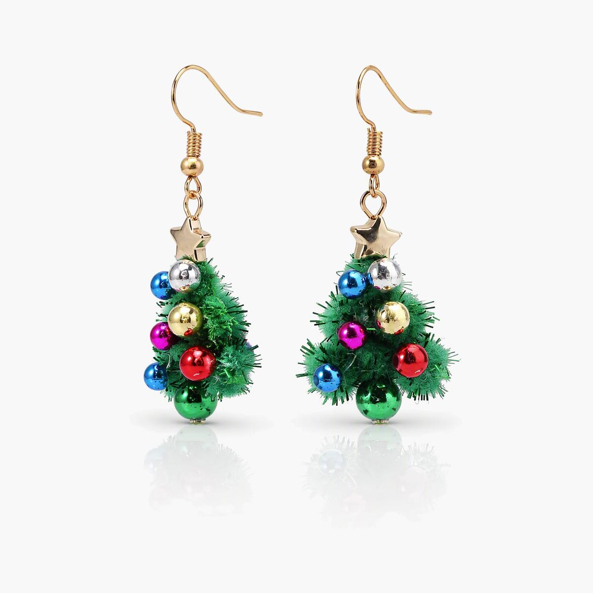 Cute Christmas Tree Drop Earrings