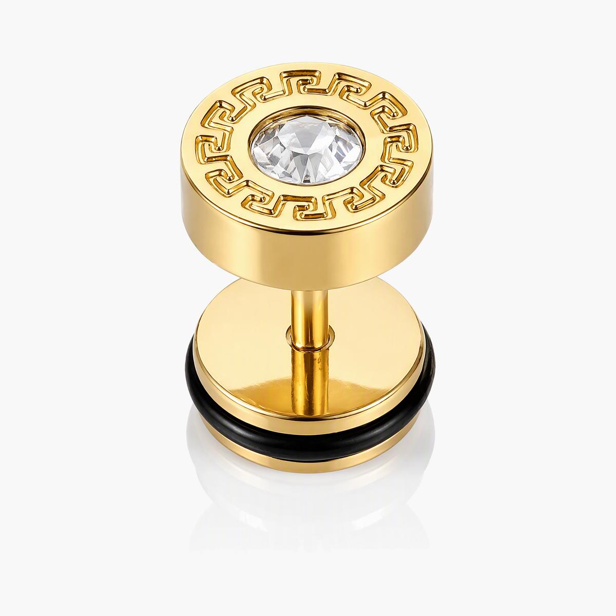 Greek Key Disc Stud Earrings