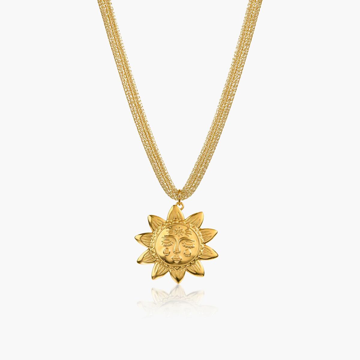 Boho Sun Moon Heart Pendant Necklace