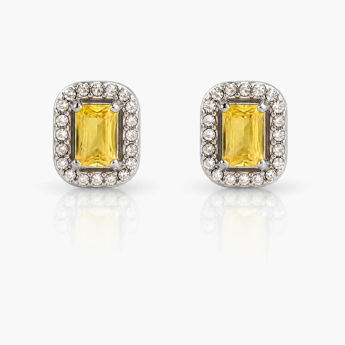 Elegant Rectangular Halo Stud Earrings
