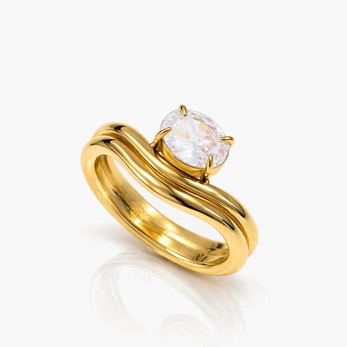 Twisted Band Solitaire Ring