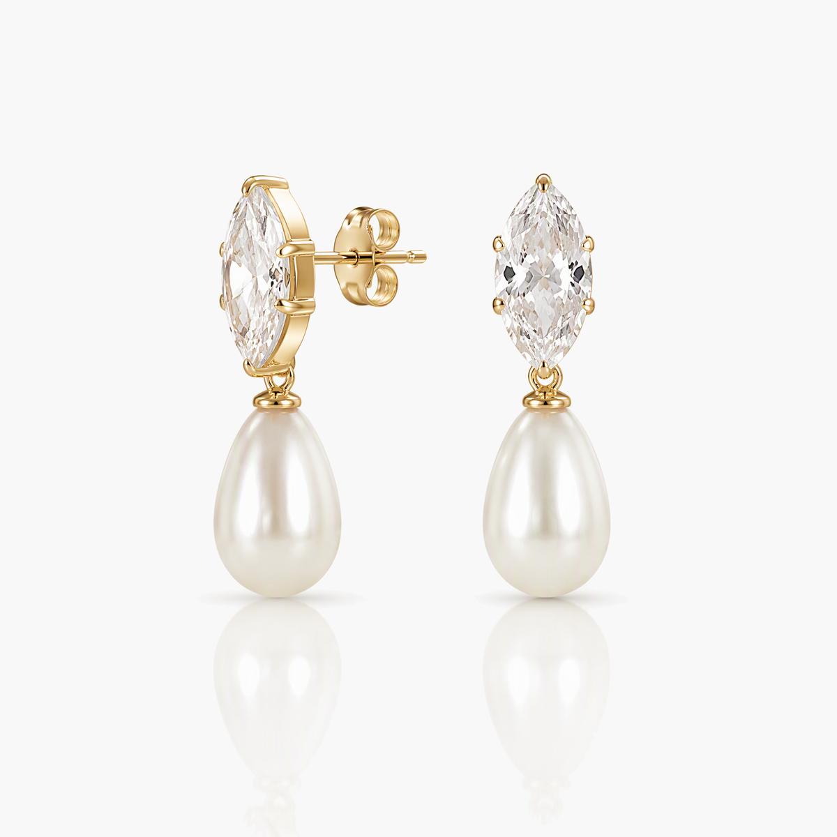 Elegant Marquise Pearl Drop Earrings