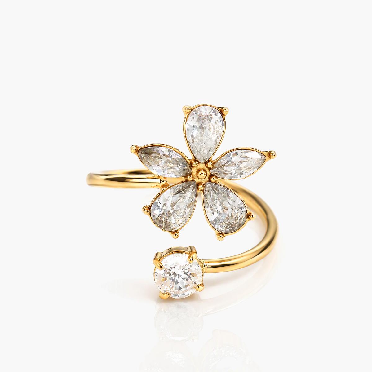 Dainty Flower Open Ring