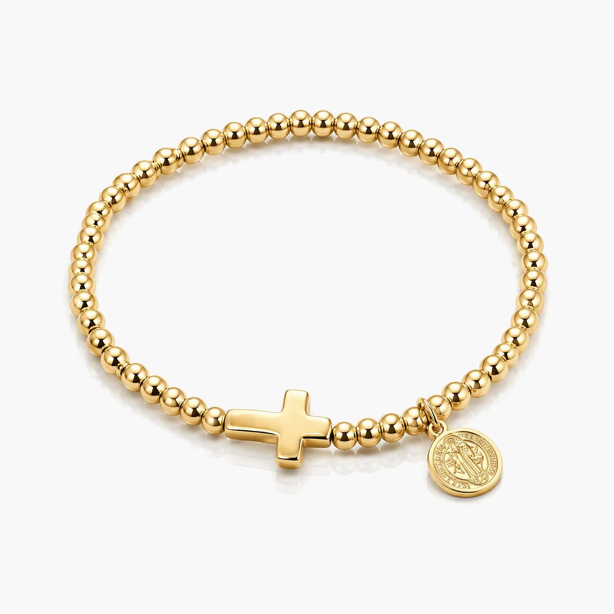 Vintage Cross Coin Charm Bracelet