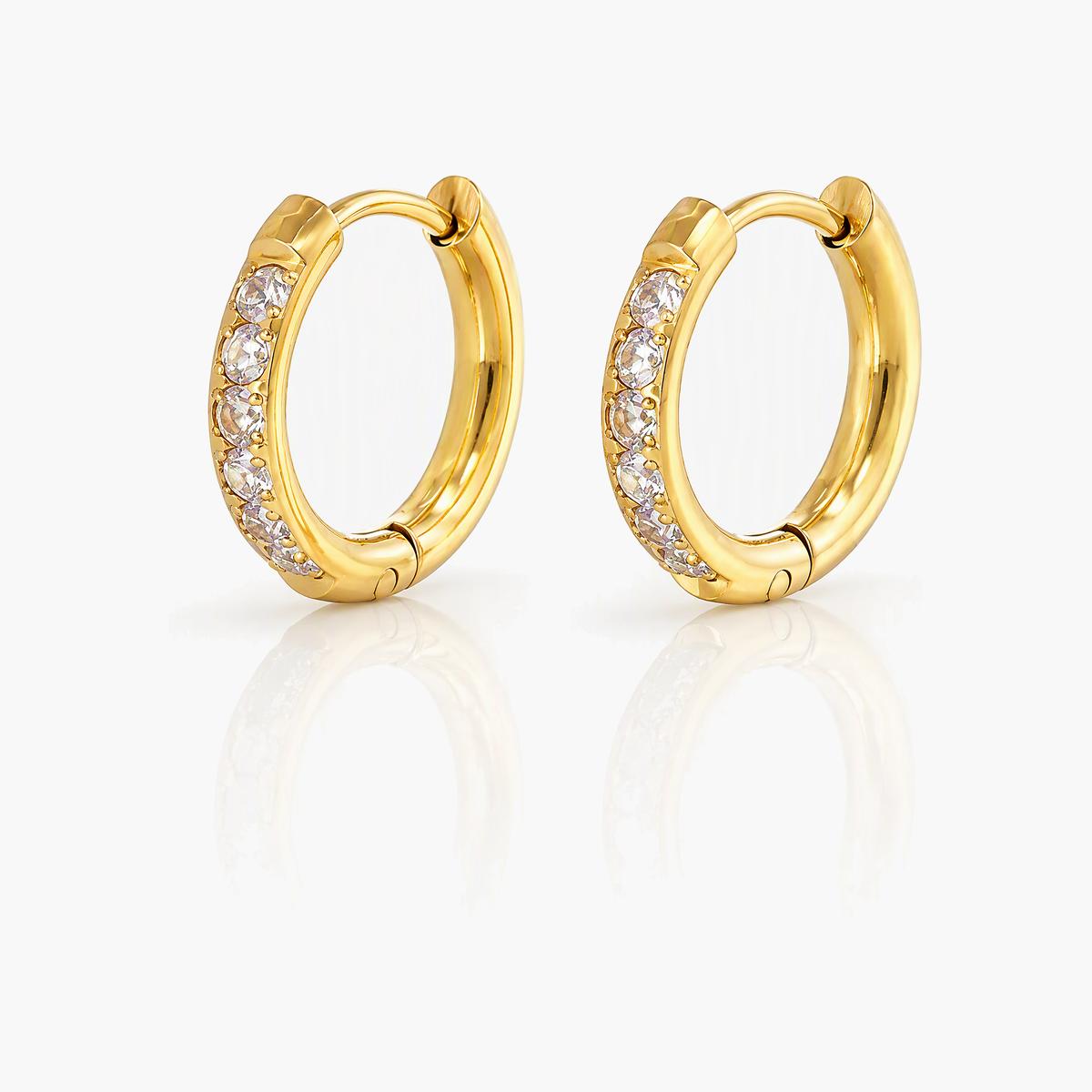 Dainty Paved Stone Huggie Earrings