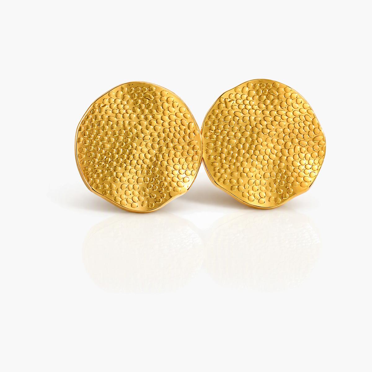 Textured Round Disc Stud Earrings