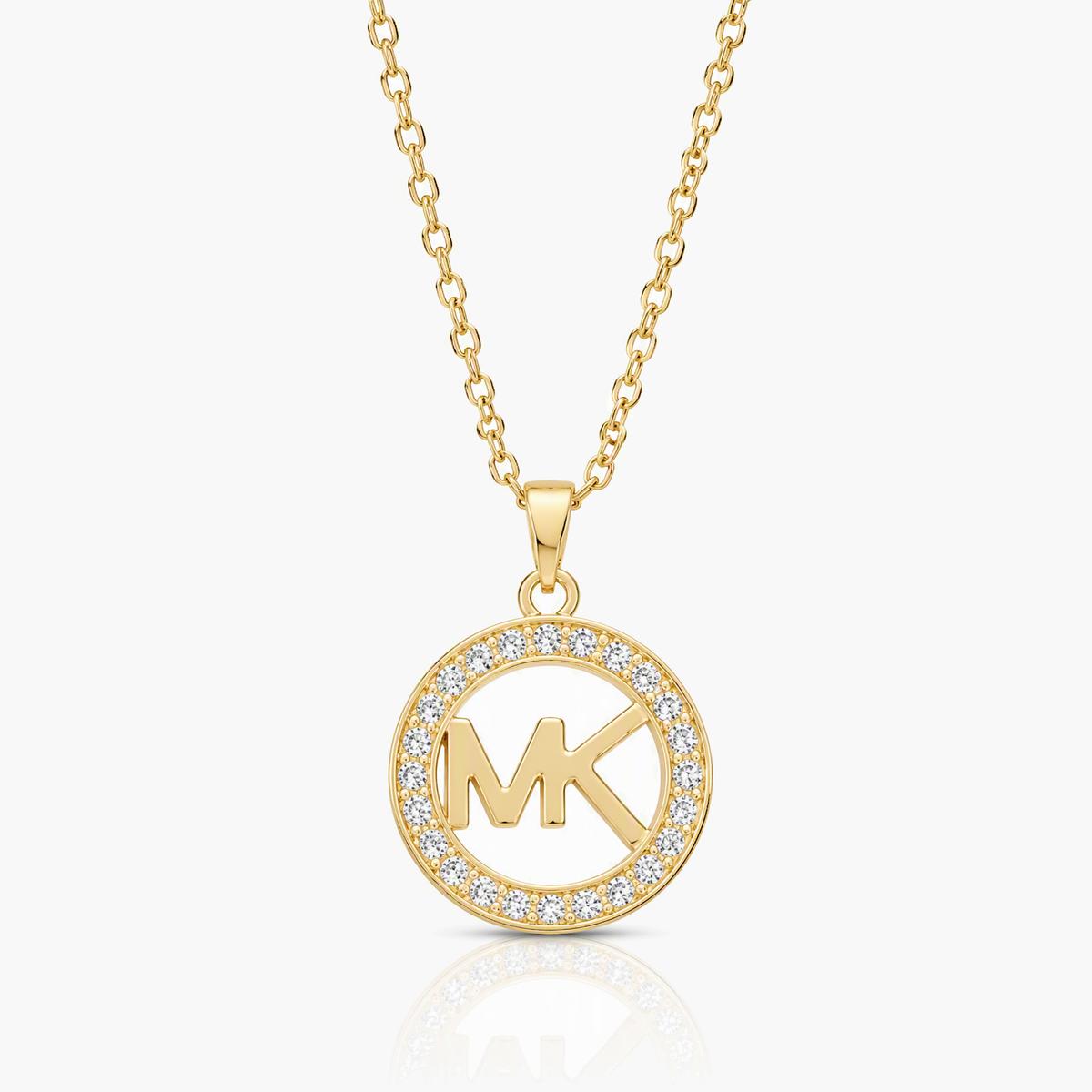 Trendy MK Initial Circle Pendant Necklace