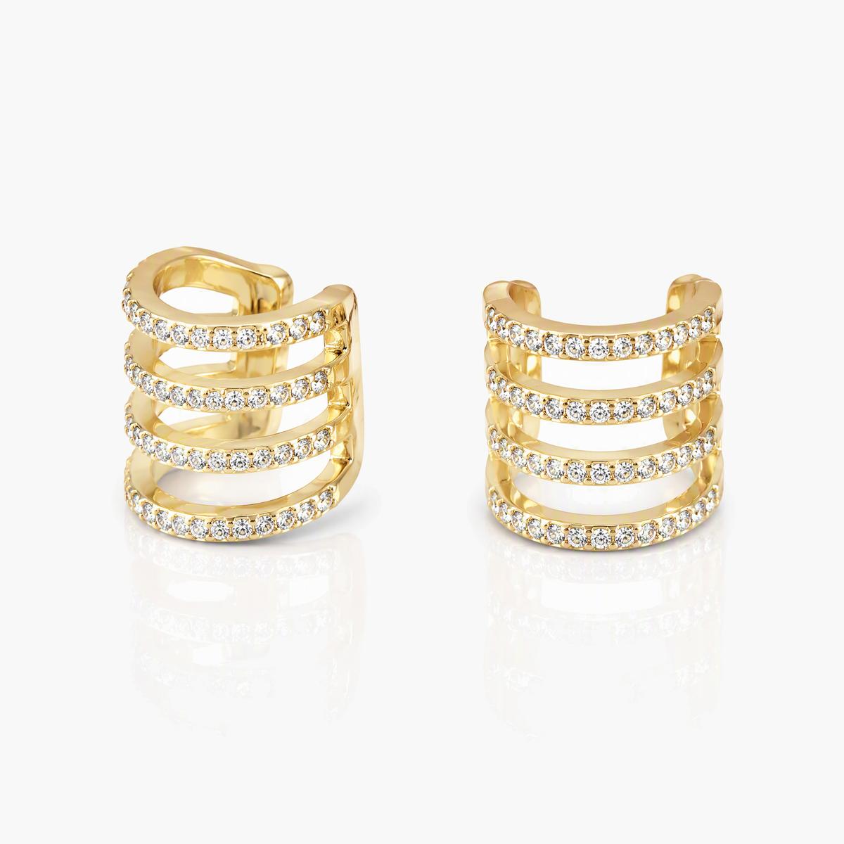 Trendy Multi-Row Pave Cuff Earrings