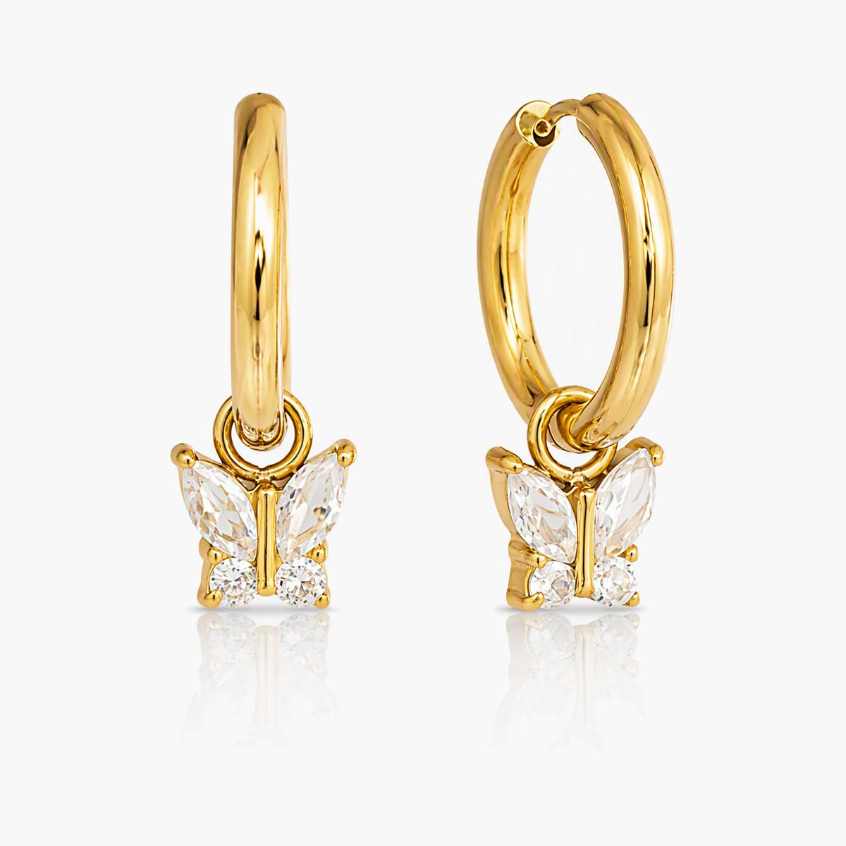 Dainty Butterfly Charm Huggie Earrings