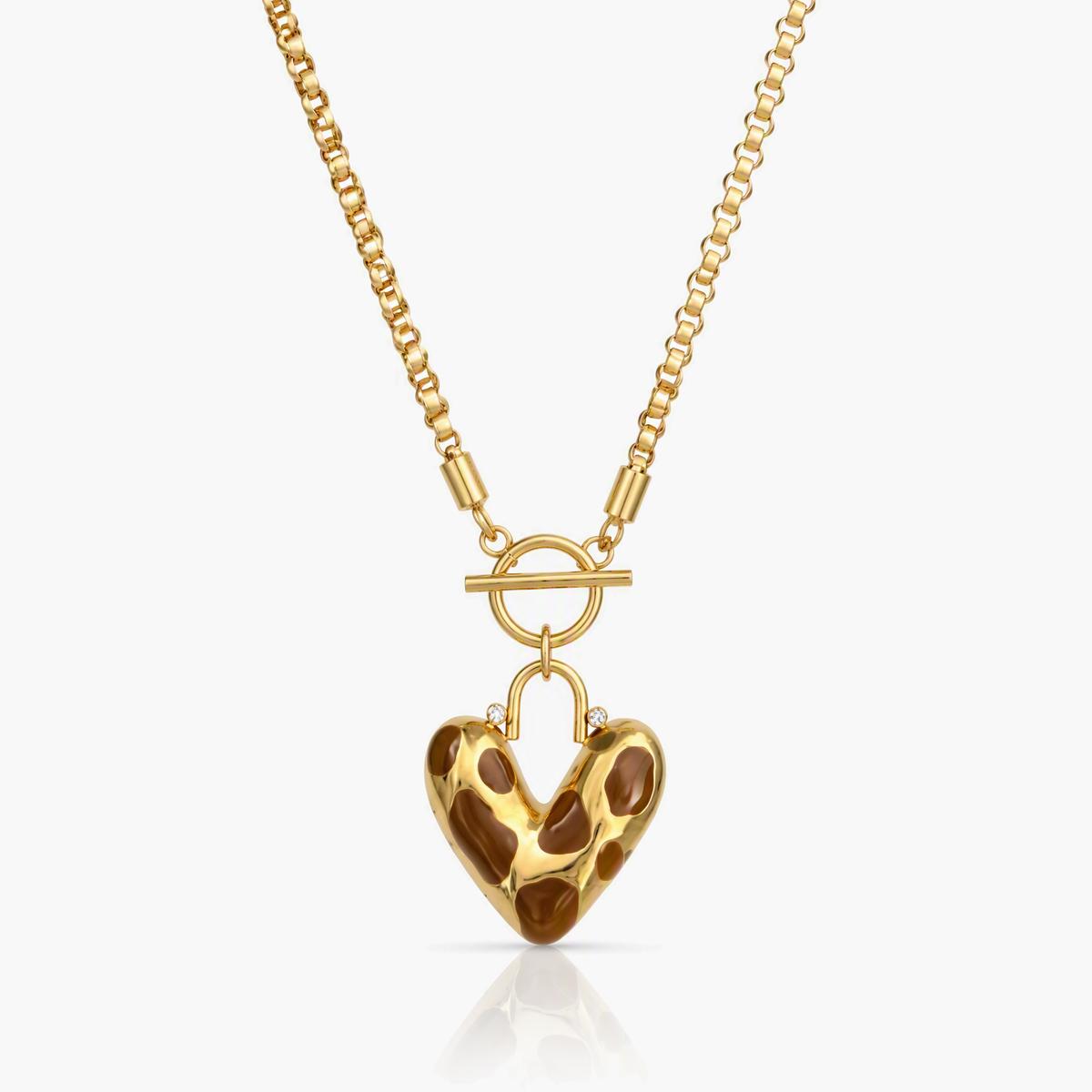 Leopard Heart Pendant Necklace