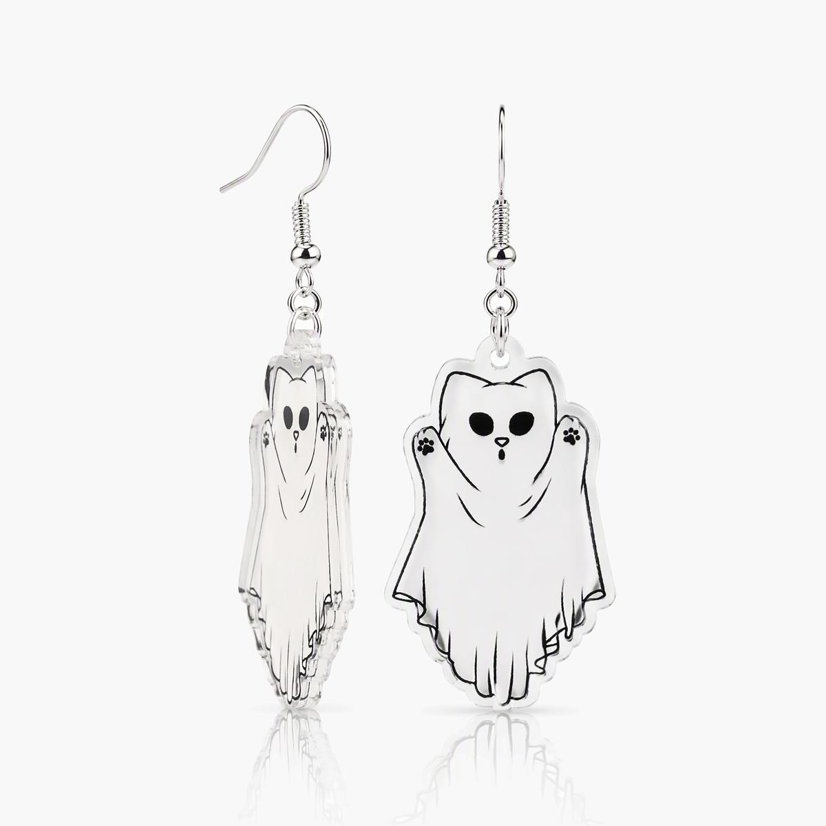 Cute Ghost Cat Drop Earrings