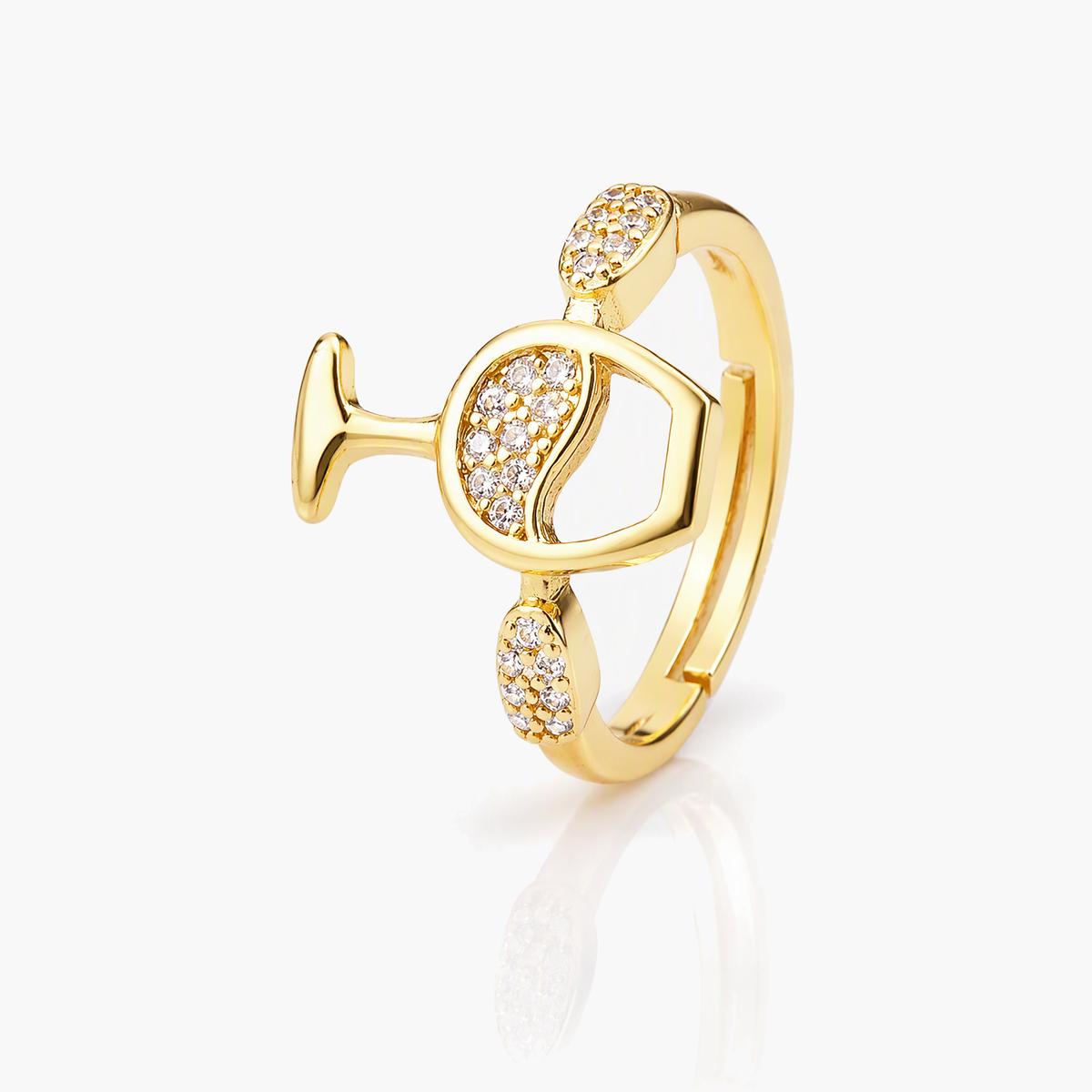 Trendy Wine Glass Charm Ring