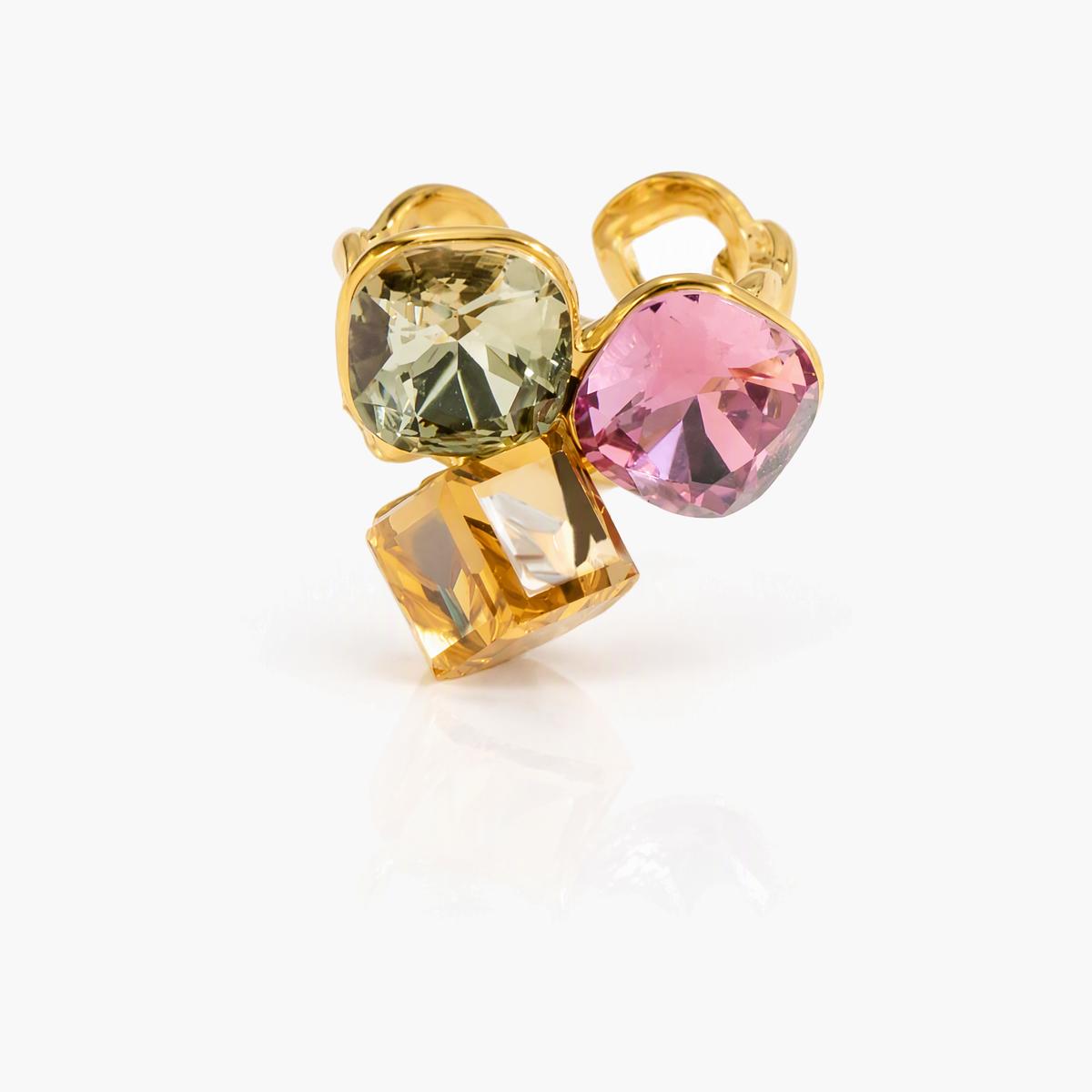 Trendy Triple Stone Cluster Ring