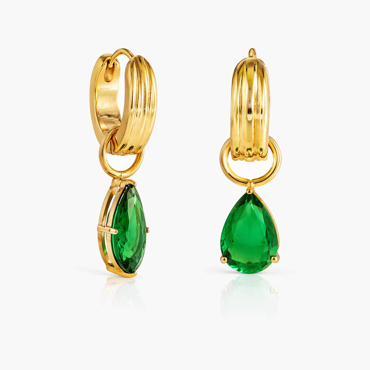 Teardrop Charm Huggie Earrings