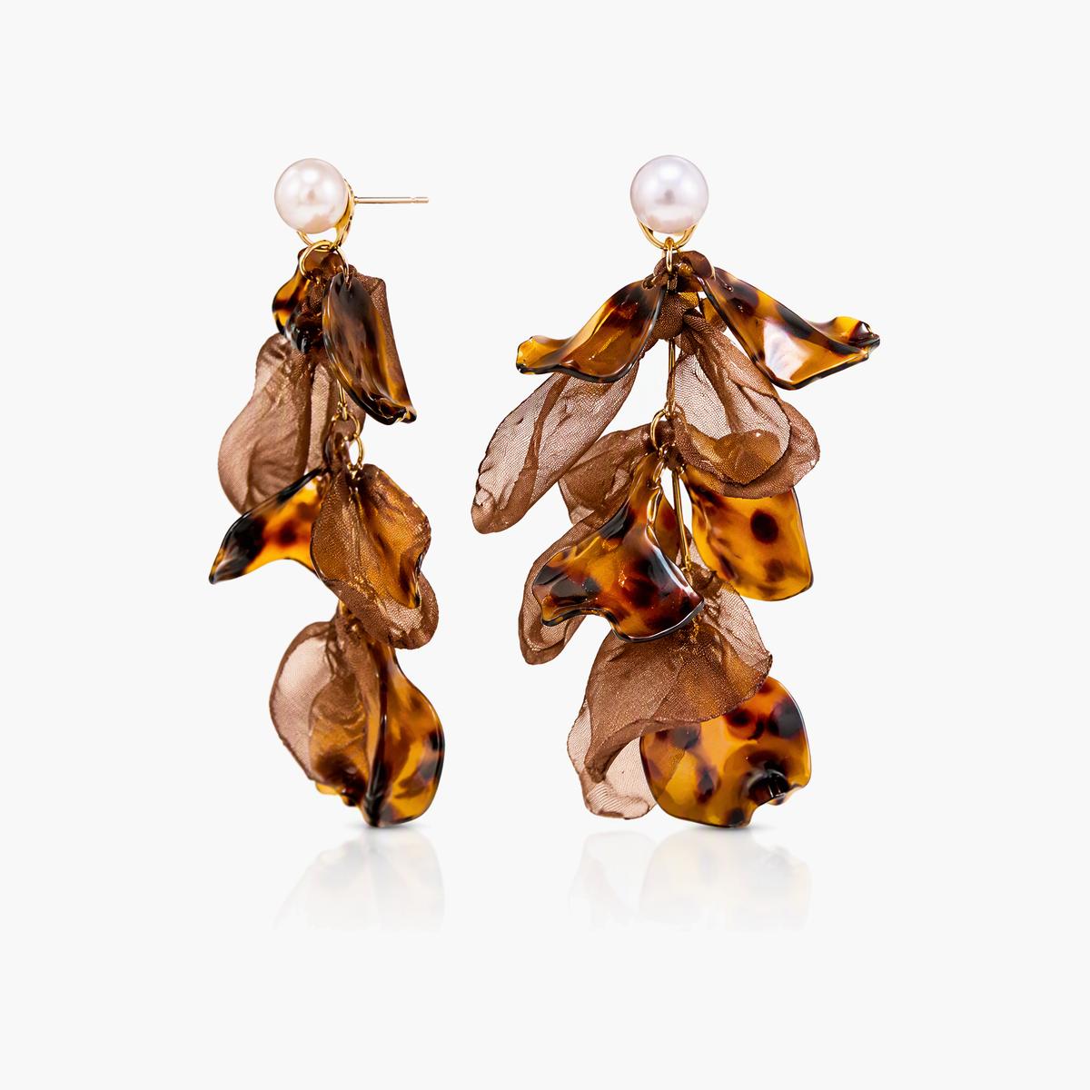 Boho Chiffon Petal Drop Earrings