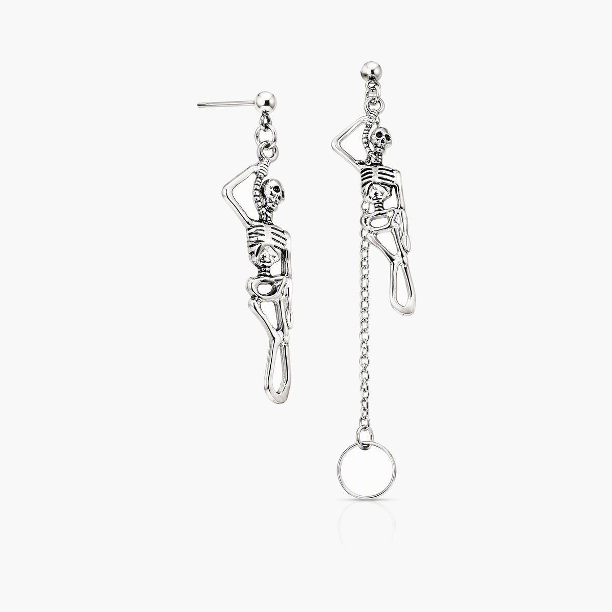Gothic Skull And Sword Drop Earrings