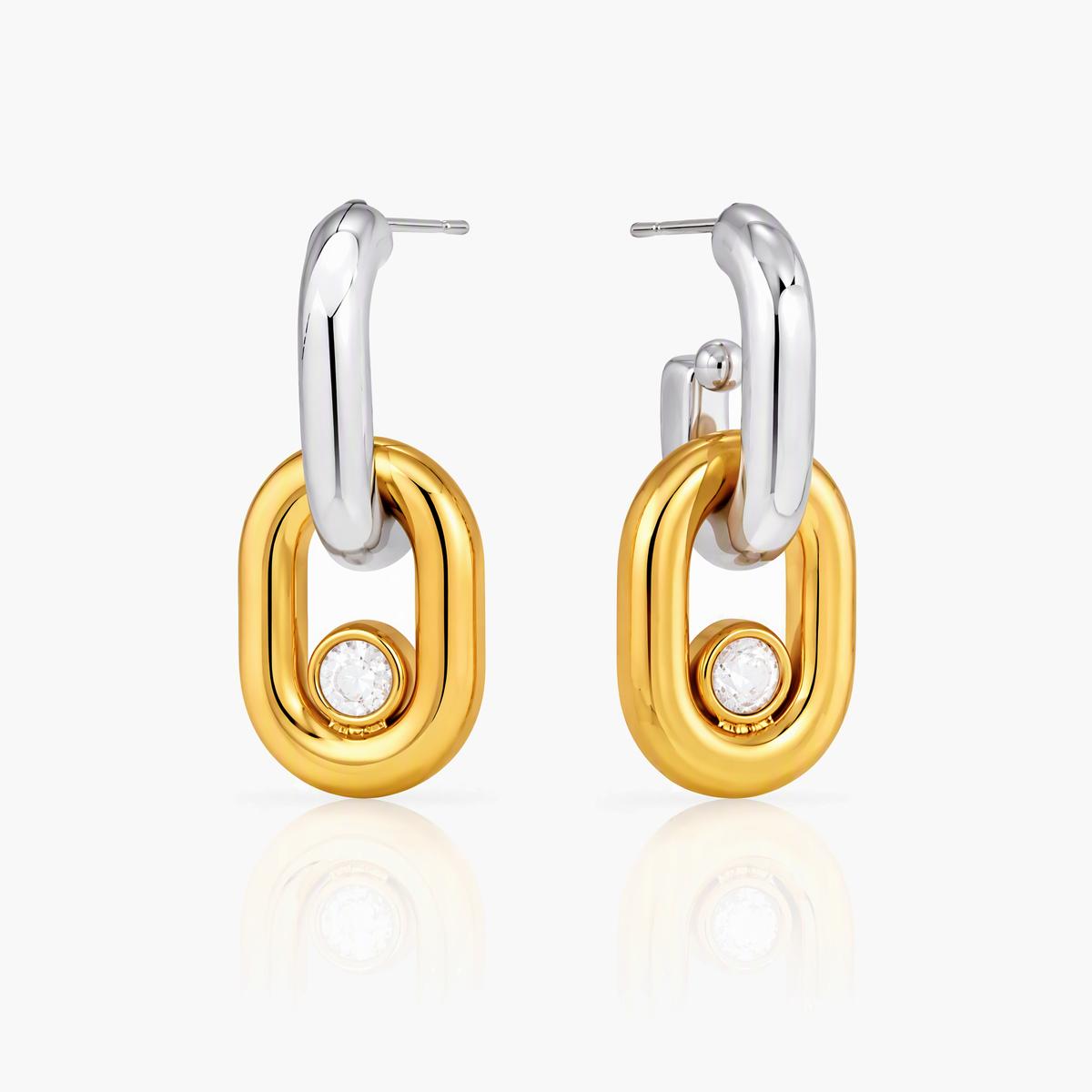 Linked Oval Huggie Earrings