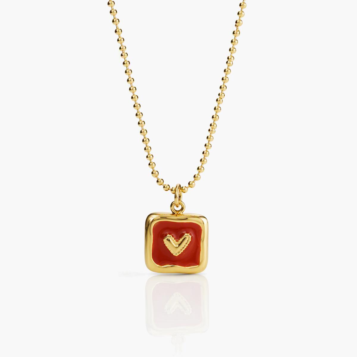 Dainty Square Heart Pendant Necklace