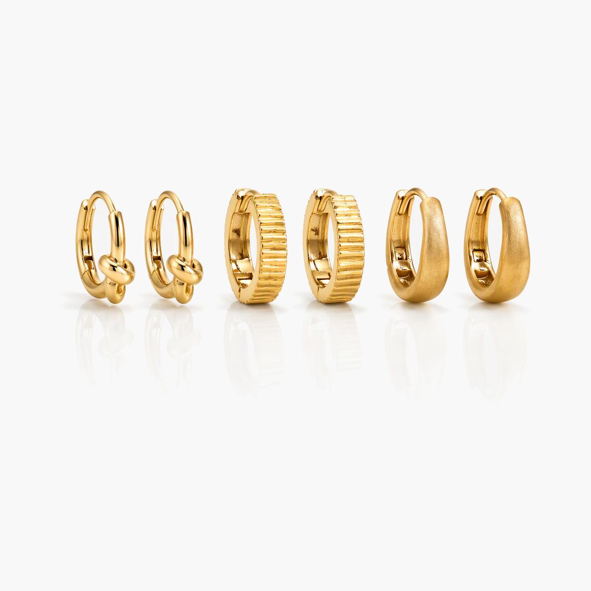Trendy Mixed Texture Hoop Earrings
