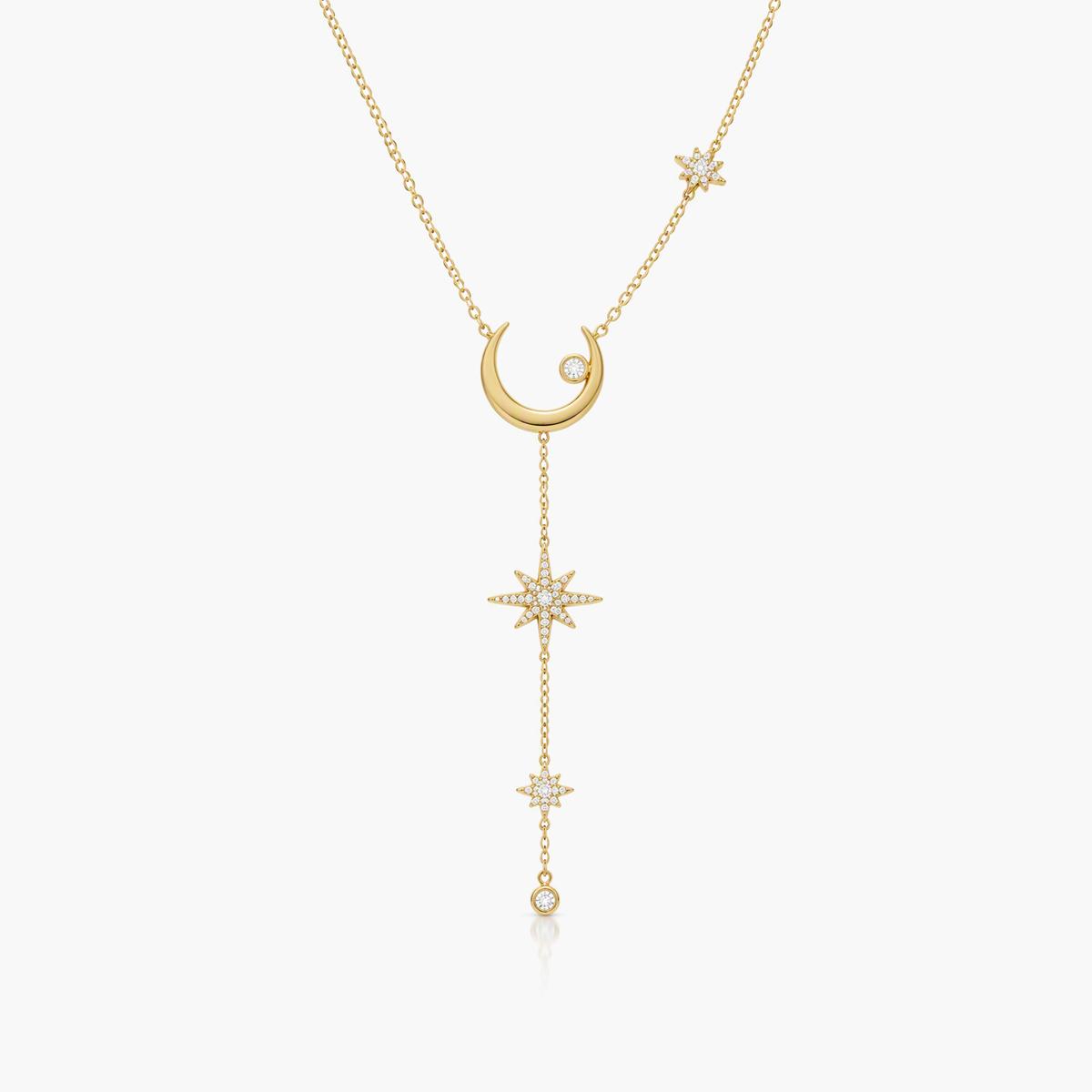 Dainty Moon Star Y-Necklace