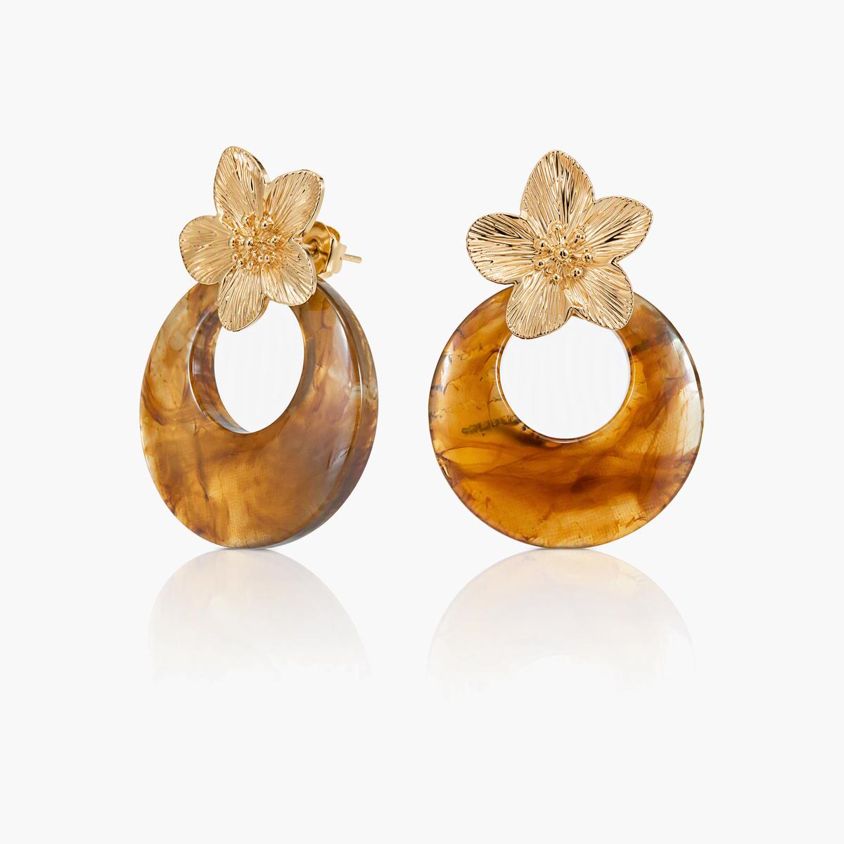 Flower Resin Drop Earrings