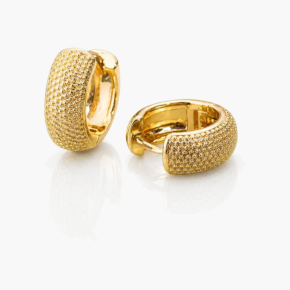 Paved Huggie Hoop Earrings