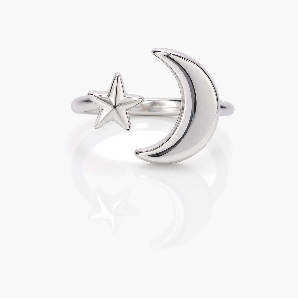 Boho Moon Star Shell Ring