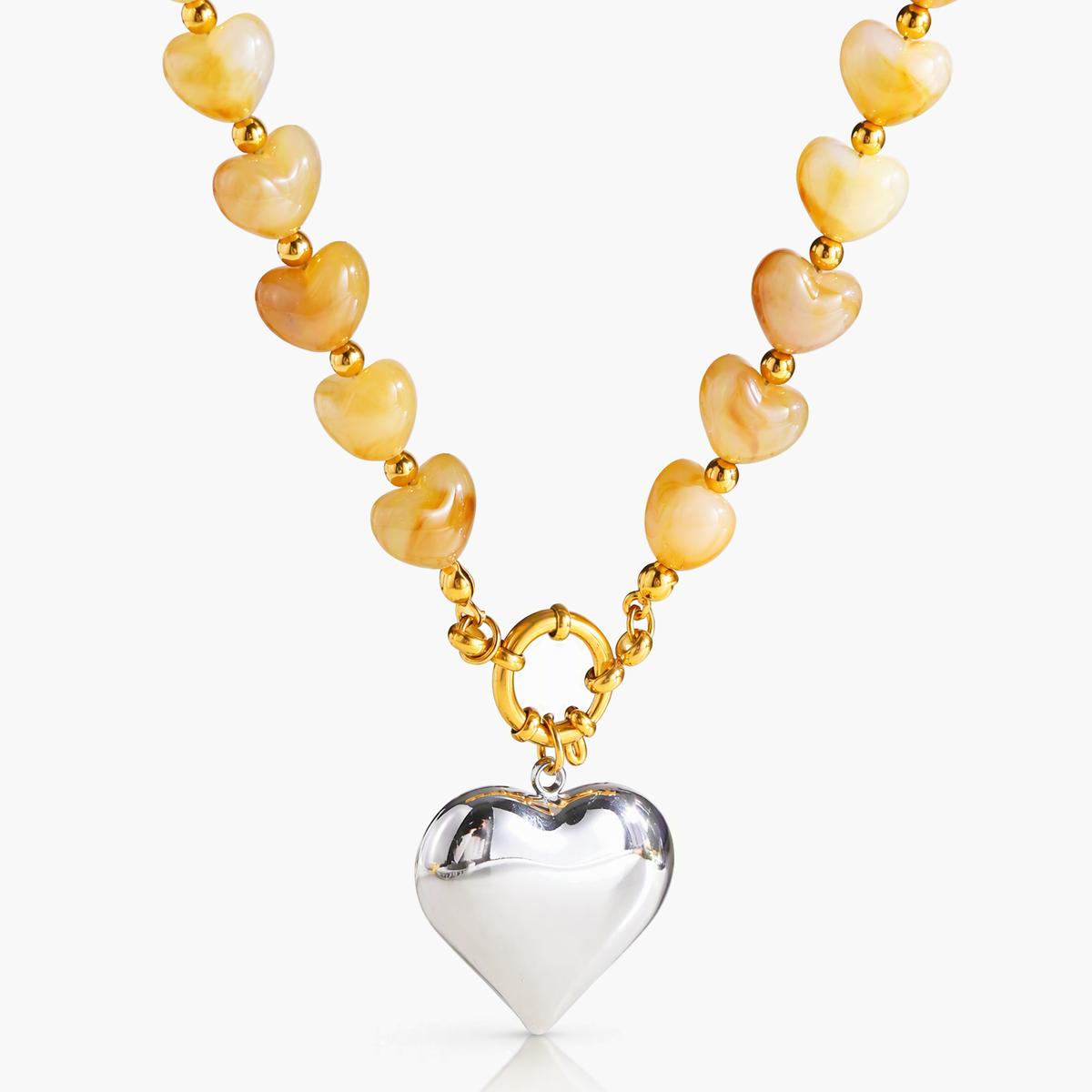 Heart Bead Pendant Necklace