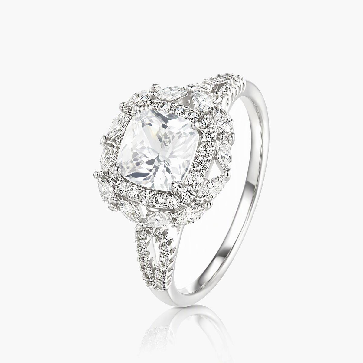 Elegant Cushion Halo Ring