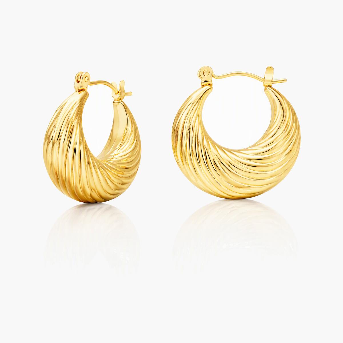 Textured Moon Hoop Earrings