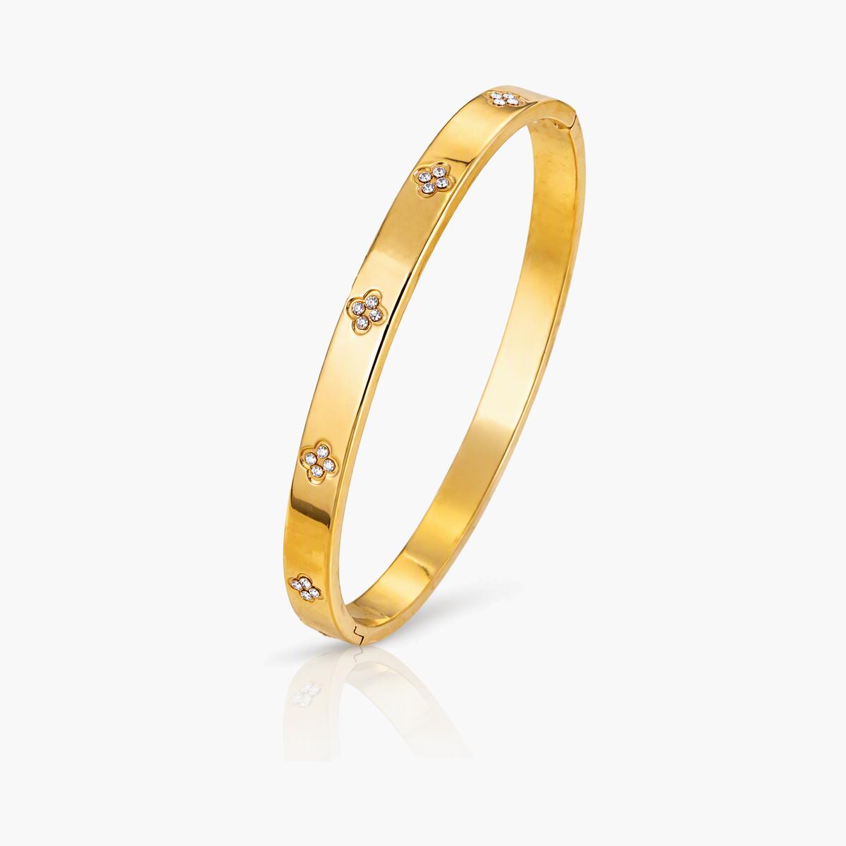 Elegant Heart & Clover Bangle