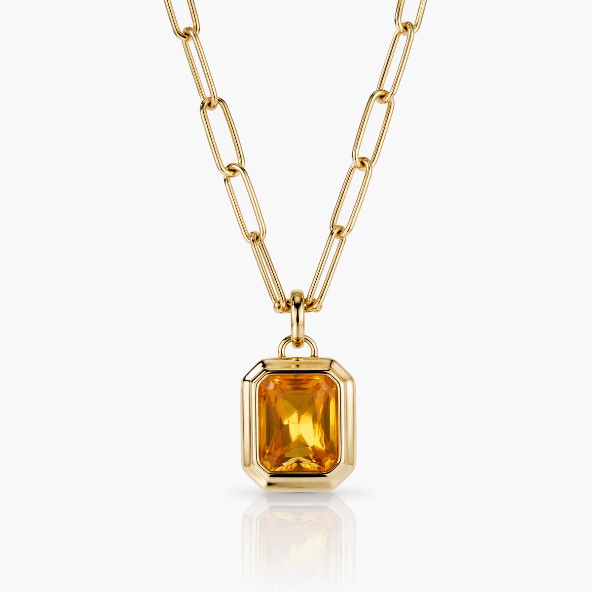 Trendy Octagon Stone Pendant Necklace