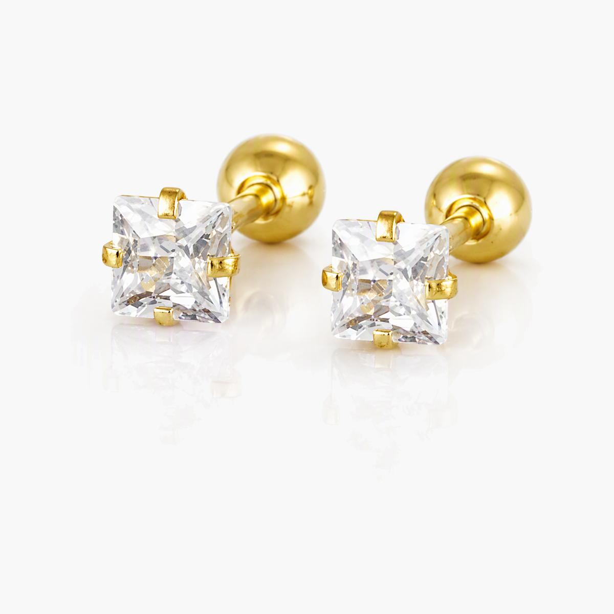 Dainty Square Stone Stud Earrings