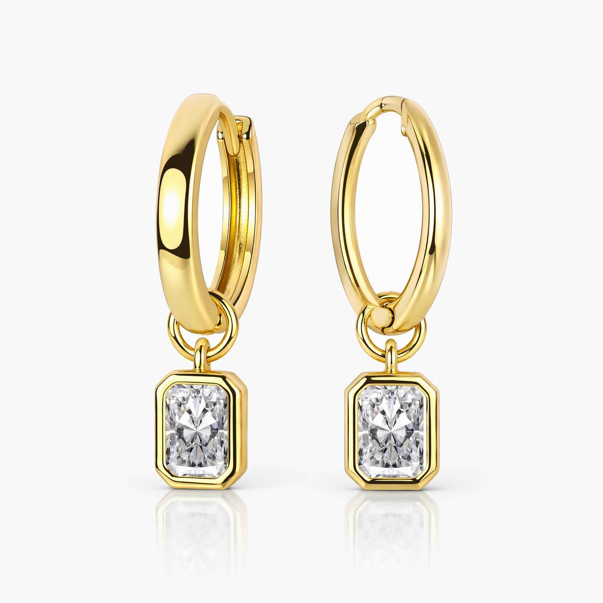 Rectangular Charm Huggie Earrings