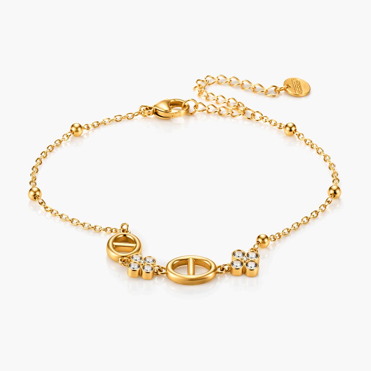 Dainty Star and Flower Charm Bracelet