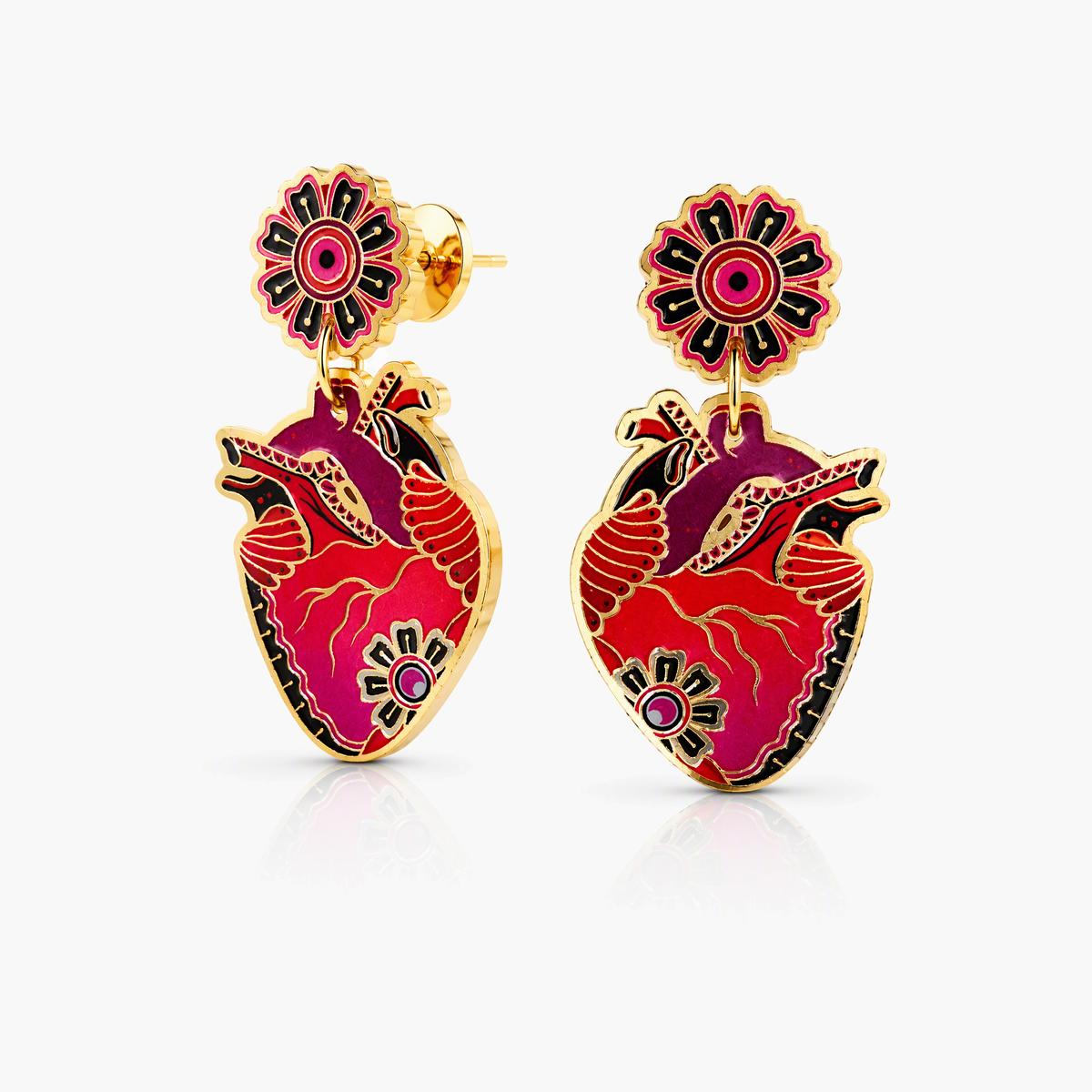 Boho Sacred Heart Drop Earrings