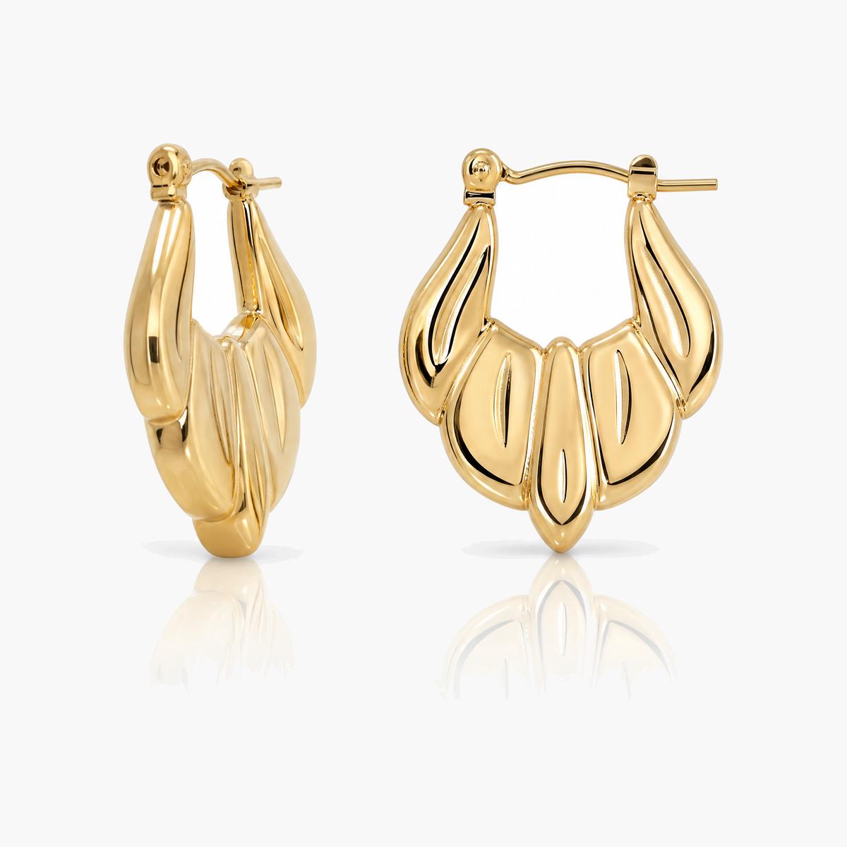 Layered Leaf Hoop Earrings