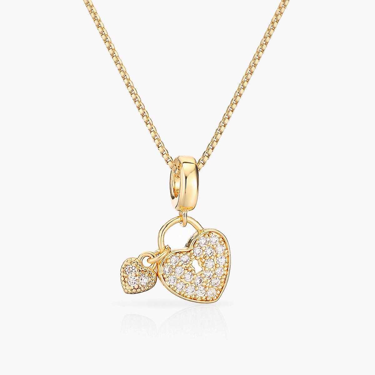 Cross and Heart Charm Pendant Necklace