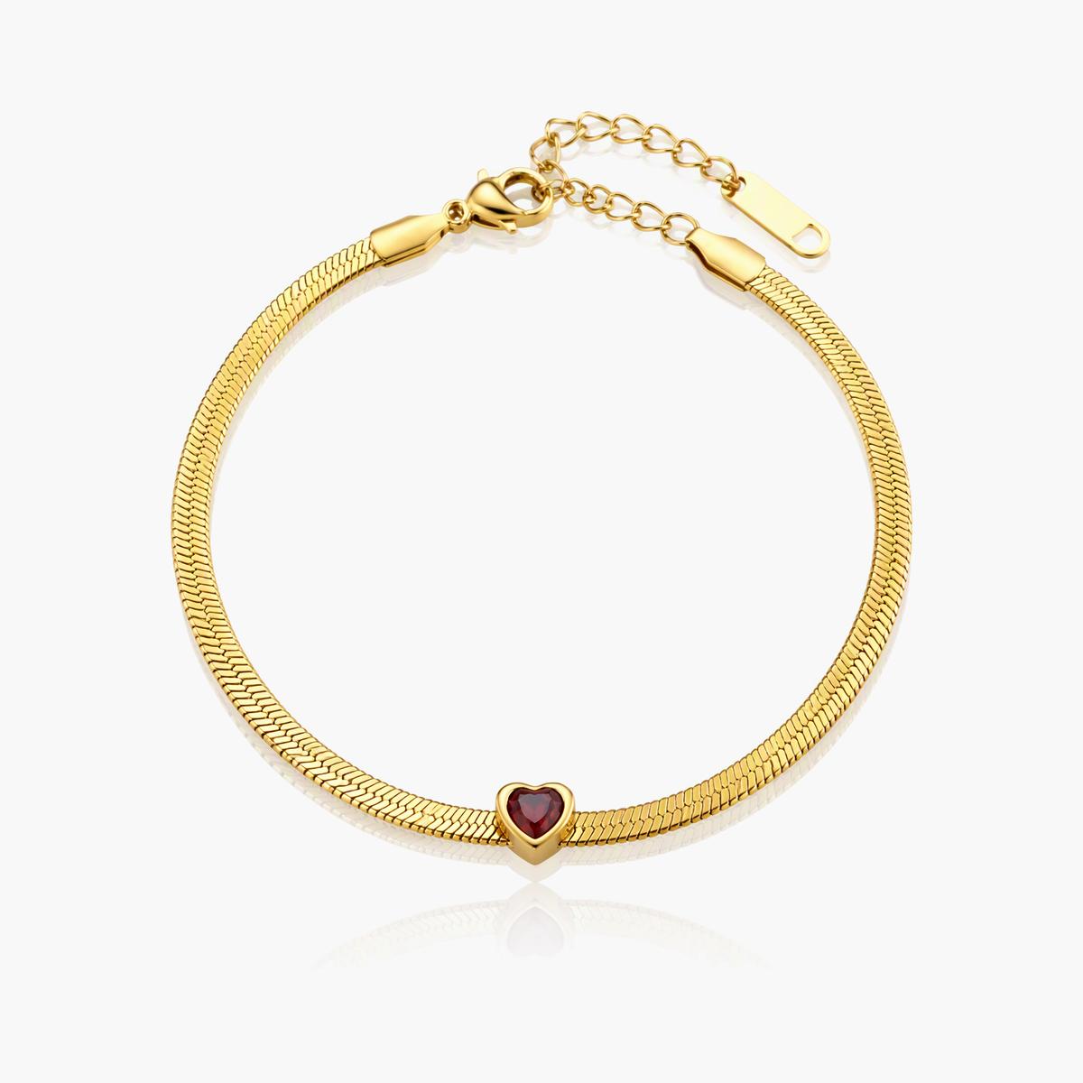 Dainty Heart Charm Snake Chain Bracelet