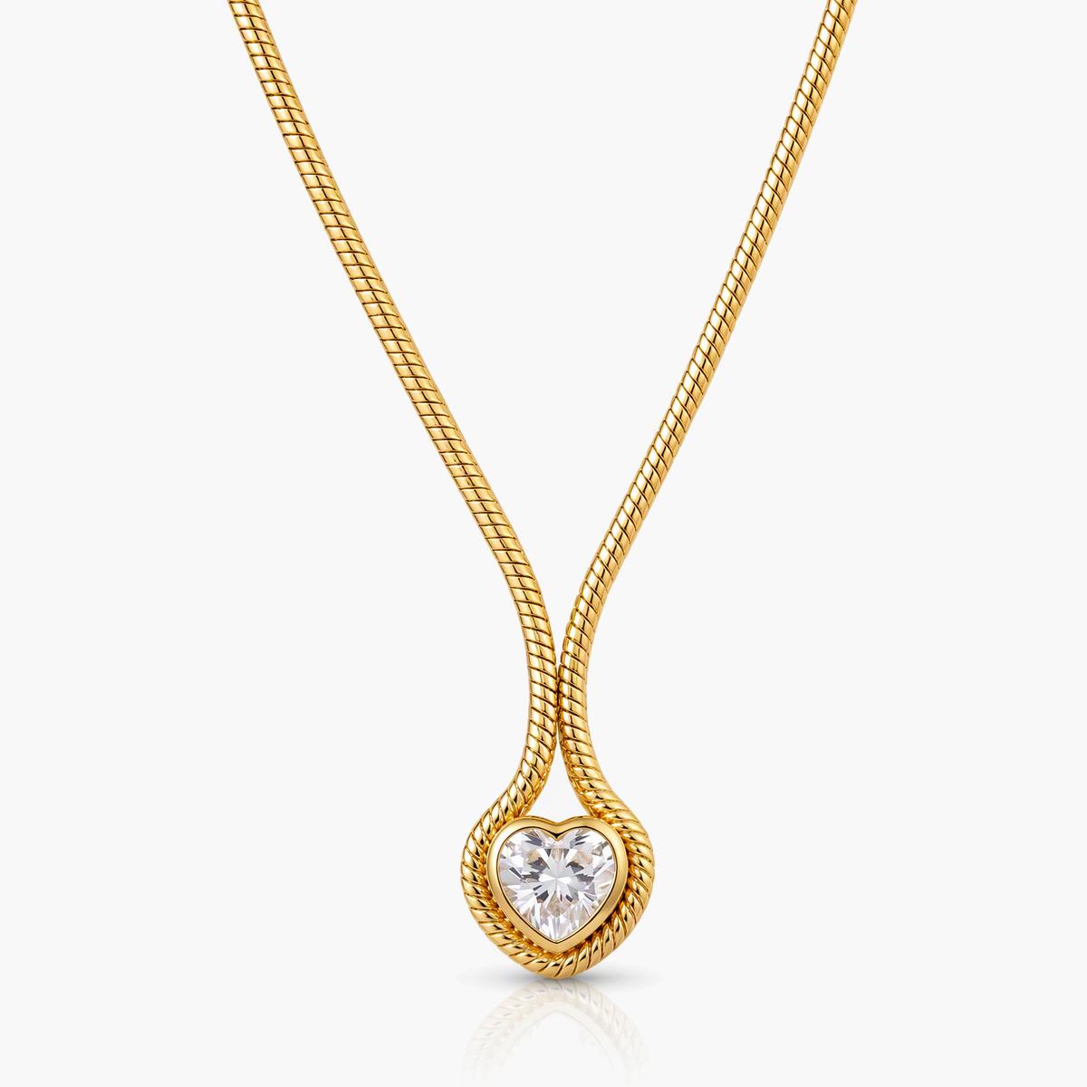 Elegant Heart & Star Snake Chain Necklace